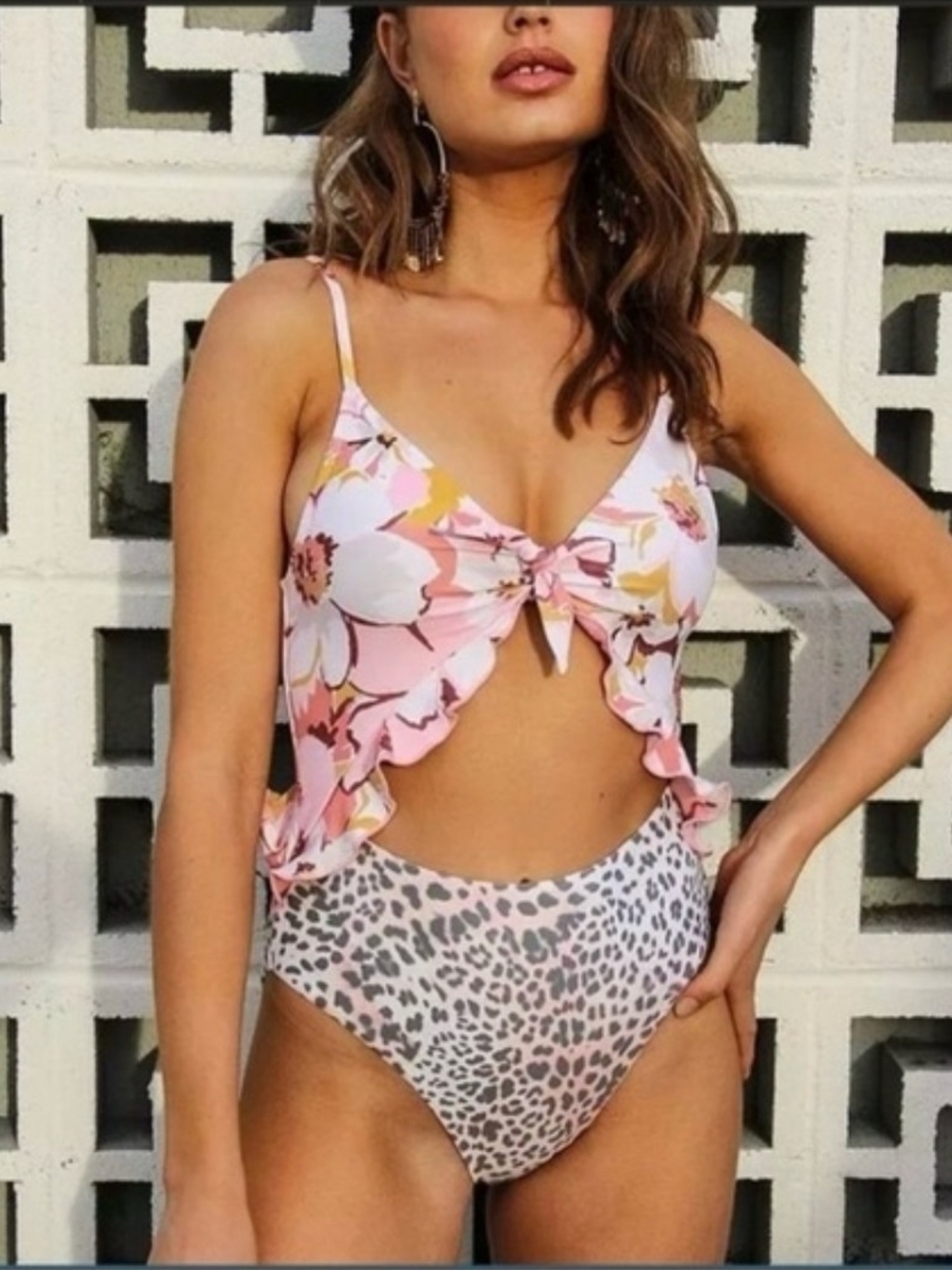 Power 2 The Flower Carly One Piece Swimsuit Floral Cutout Medium